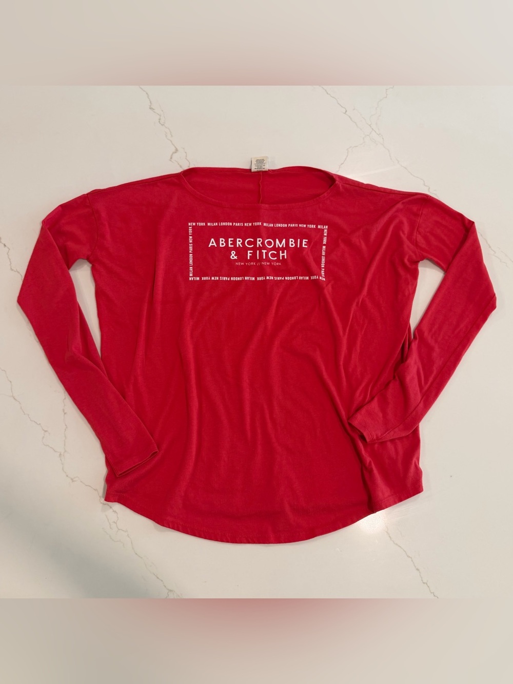 Abercrombie & Fitch Red Long Sleeve Logo Tee